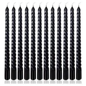 Sale!!! 10Inch Black Spiral Taper Candles (12)